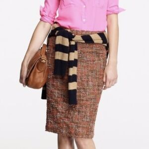 J. Crew Pencil Skirt Harvest Tweed Multicolor Textured Classic Brown Pink size 4